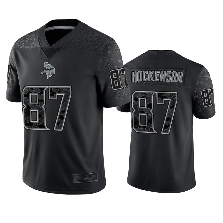 tocy MN.Vikings #87 T.J. Hockenson Player Black REFLECTIVE Limited Stitched Jerseys