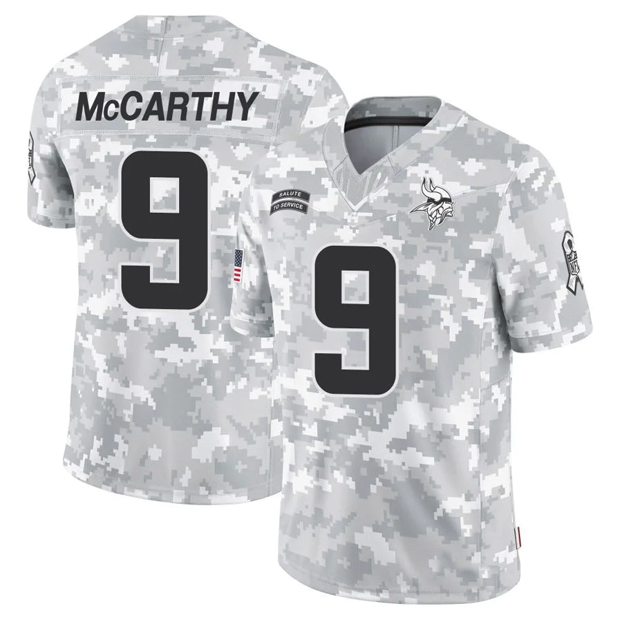 tocy MN.Vikings #9 J.J. McCarthy Player Arctic Camo Salute to Service Limited Stitched Jerseys
