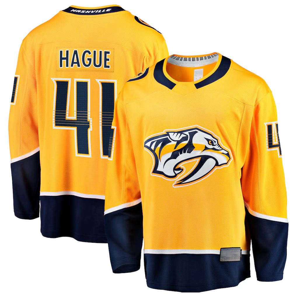 Tocy N.Predators #41 Nicolas Hague Gold Home Breakaway Jerseys