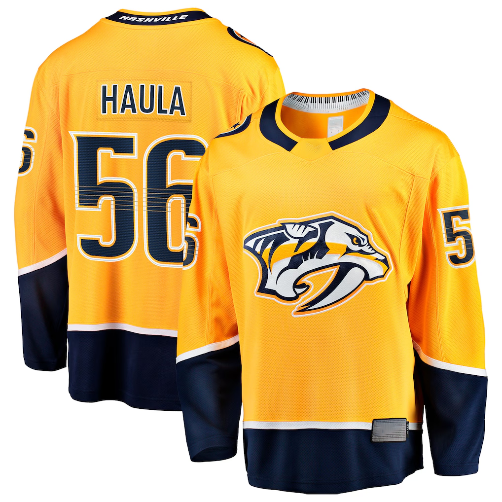 Tocy N.Predators #56 Erik Haula Gold Home Breakaway Jerseys