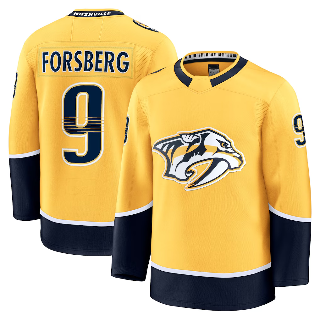 Tocy N.Predators #9 Filip Forsberg Gold Home Premium Jerseys