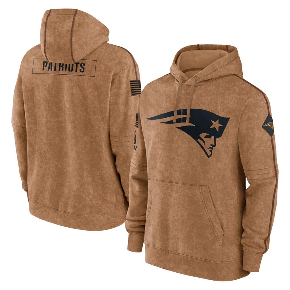 Tocy NE.Patriots Brown Salute to Service Pullover Hoodies Limited Game Blank Player Stitched Jerseys