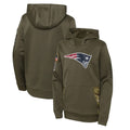 Tocy NE.Patriots Olive Salute to Service Pullover Hoodies Home Game Blank Player Stitched Jerseys