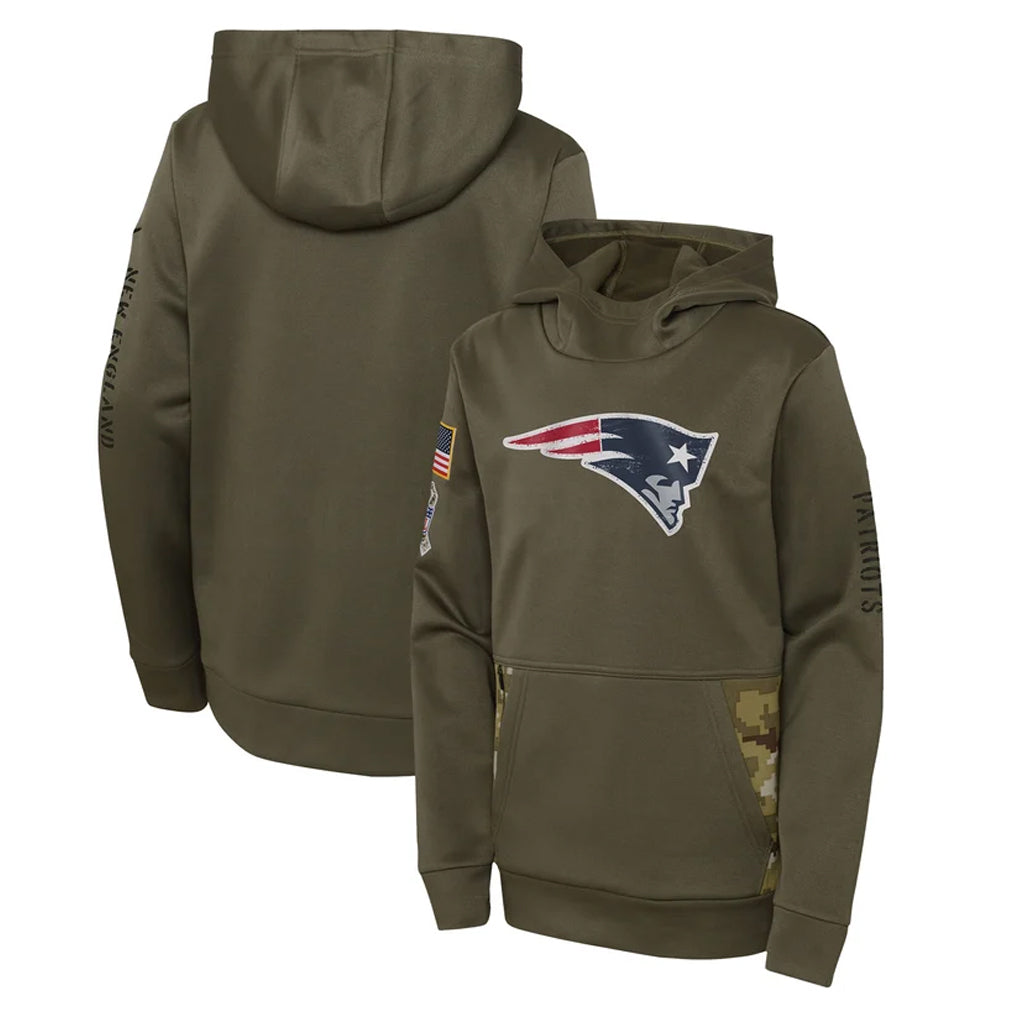 Tocy NE.Patriots Olive Salute to Service Pullover Hoodies Home Game Blank Player Stitched Jerseys