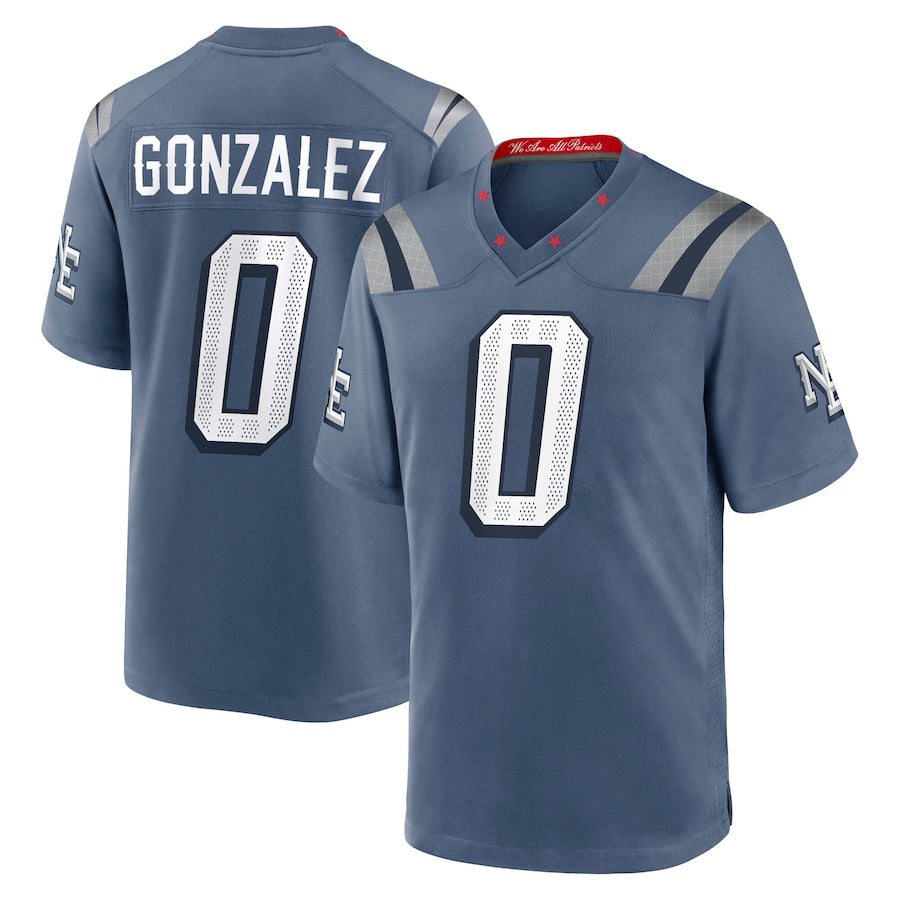tocy NE.Patriots #0 Christian Gonzalez Player Storm Blue Rivalries Collection Game Stitched Jerseys