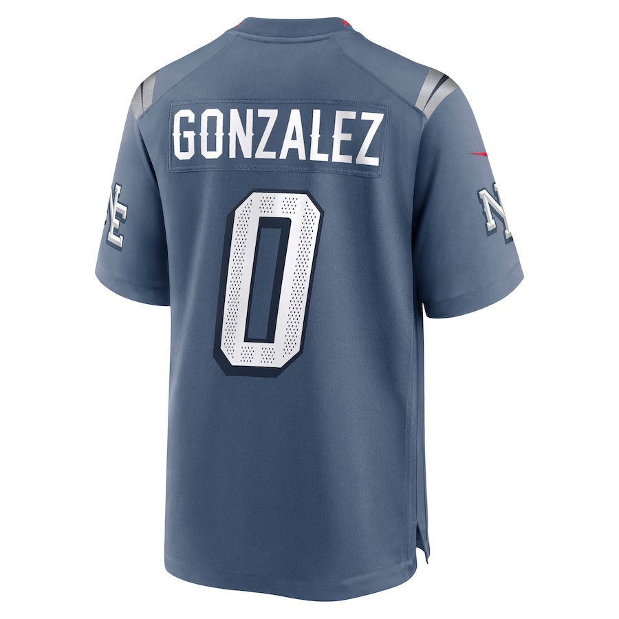 tocy NE.Patriots #0 Christian Gonzalez Player Storm Blue Rivalries Collection Game Stitched Jersey