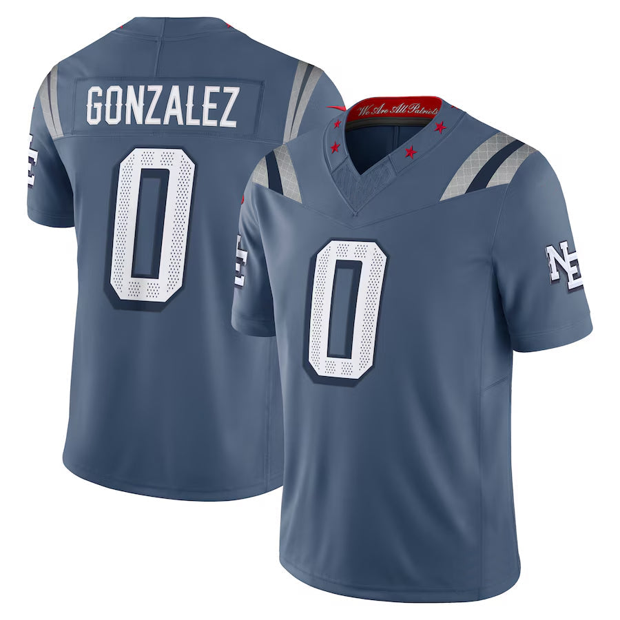 tocy NE.Patriots #0 Christian Gonzalez Player Storm Blue Rivalries Collection Limited Stitched Jerseys