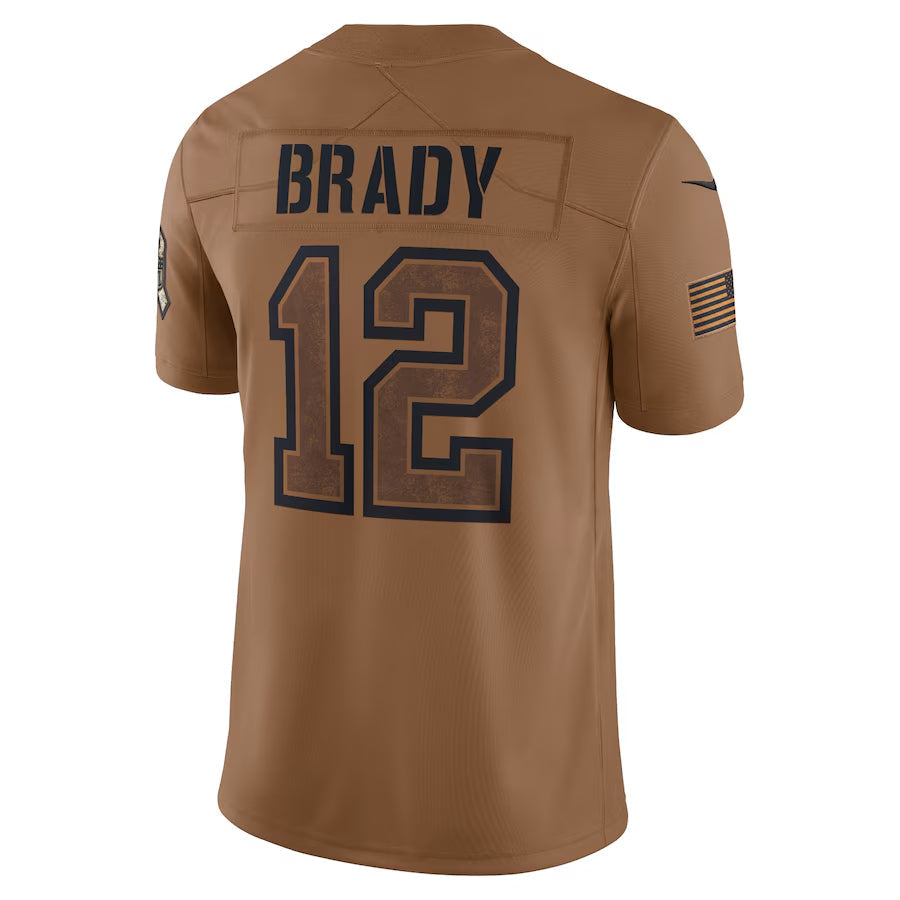 tocy NE.Patriots #12 Tom Brady Player Brown Salute To Service Limited Stitched Jerseys