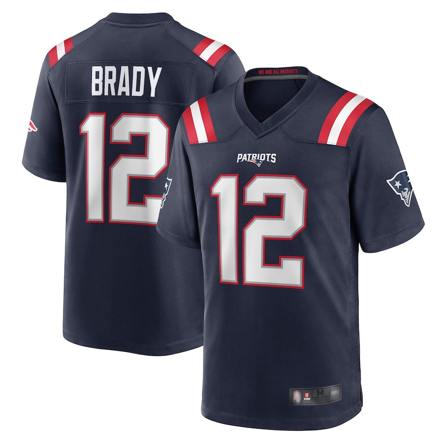 tocy NE.Patriots #12 Tom Brady Player Navy Game Replica Stitched Jerseys