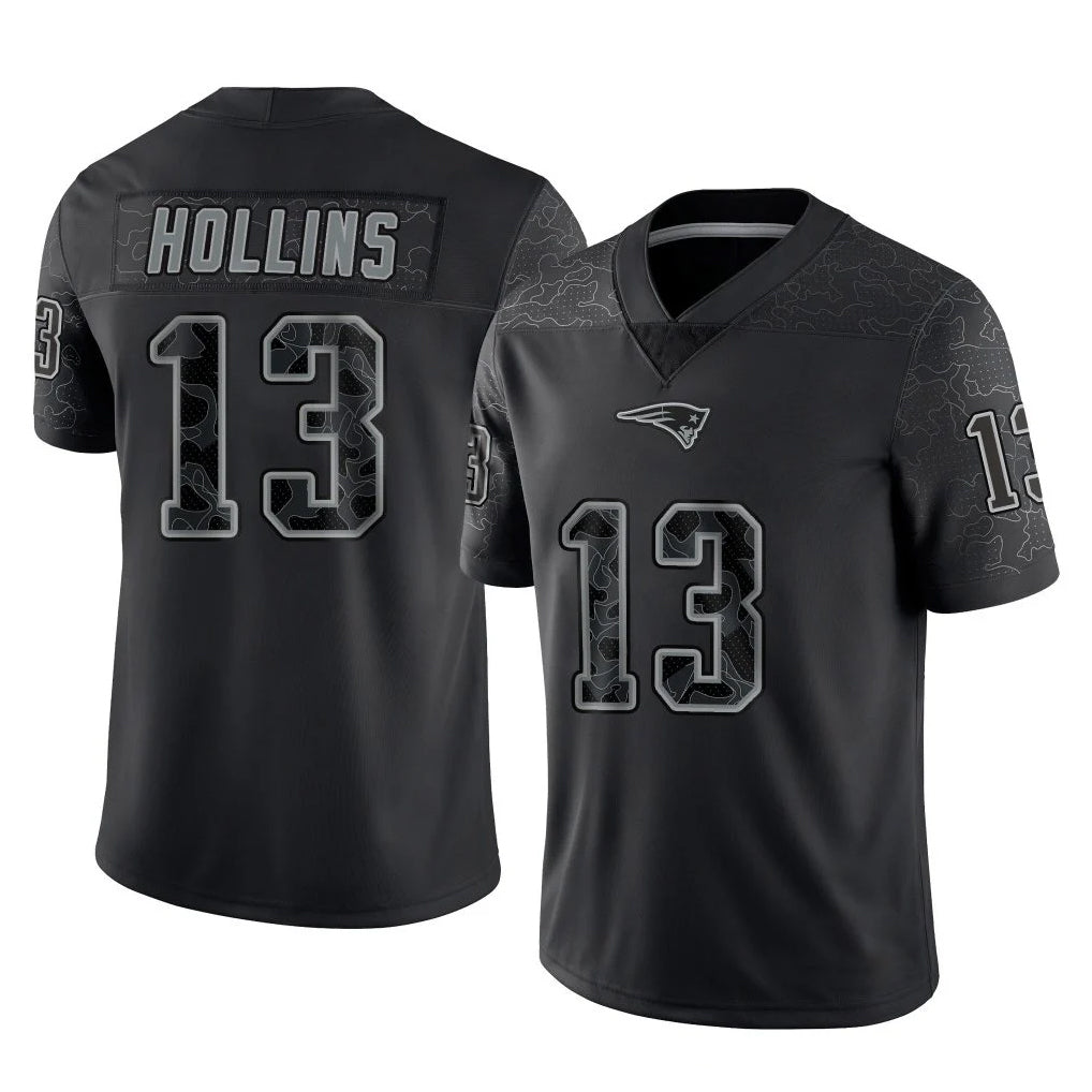 Tocy NE.Patriots #13 Mack Hollins Player Black Reflective LImited Home Game Stitched Jerseys