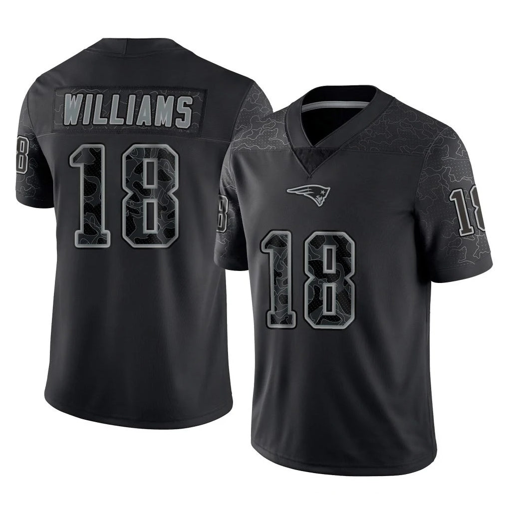 Tocy NE.Patriots #18 Kyle Williams Player Black Reflective LImited Home Game Stitched Jerseys