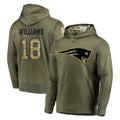 Tocy NE.Patriots #18 Kyle Williams Player Olive Salute to Service Pullover Hoodies Home Game Stitched Jerseys
