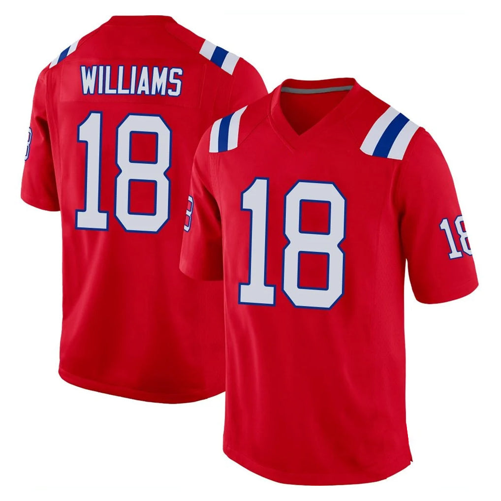 Tocy NE.Patriots #18 Kyle Williams Player Red Home Game Stitched Jerseys