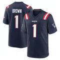 Tocy NE.Patriots #1 A.J. Brown Player Navy Home Game Stitched Jerseys