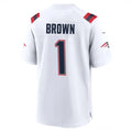 Tocy NE.Patriots #1 A.J. Brown Player White Home Game Stitched Jerseys