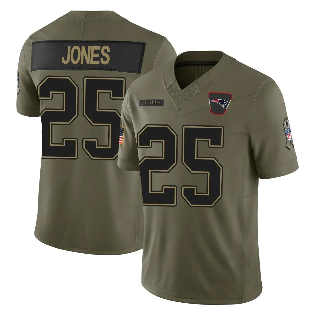 Tocy NE.Patriots #25 Marcus Jones Player Olive Salute To Service Limited Stitched Jerseys