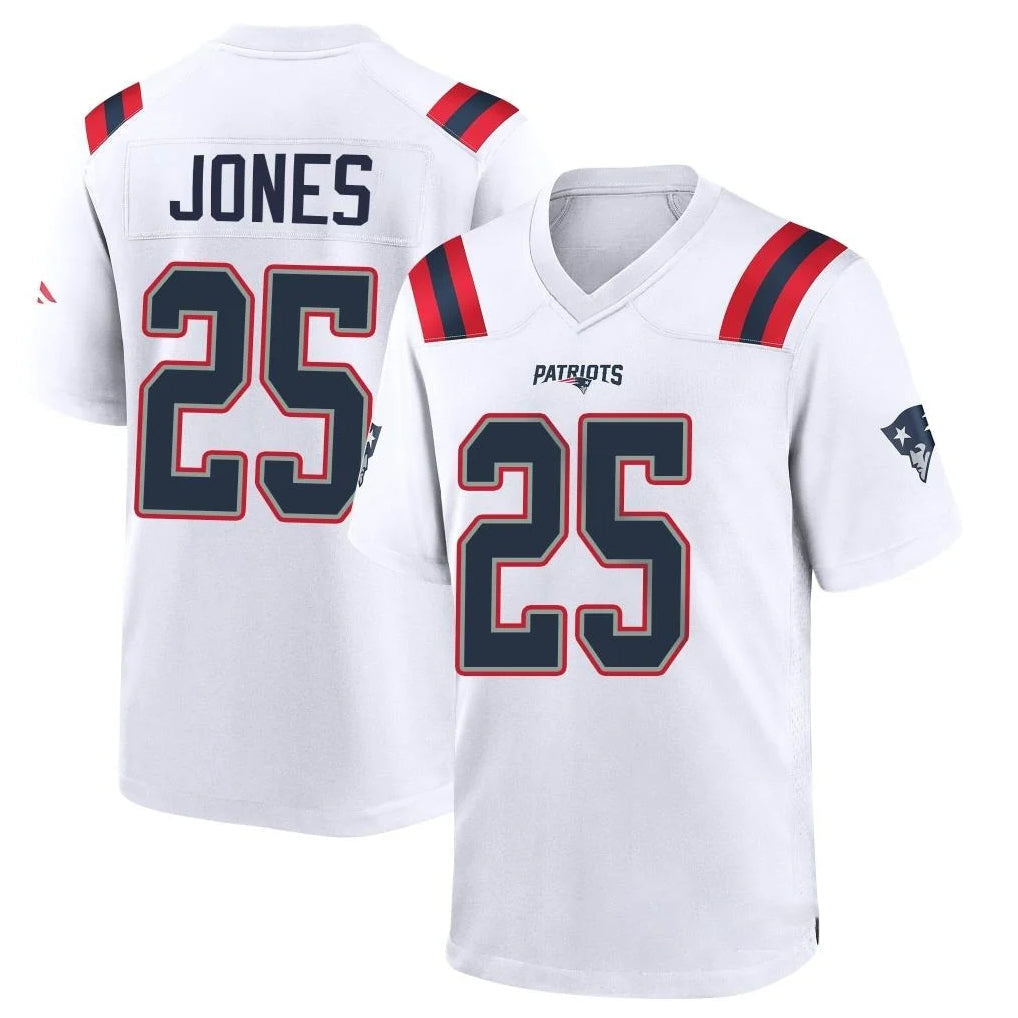 Tocy NE.Patriots #25 Marcus Jones Player White Home Game Stitched Jerseys