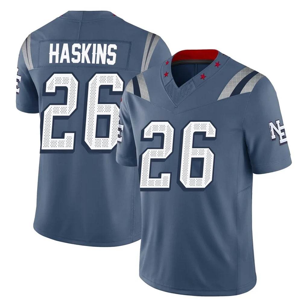 Tocy NE.Patriots #26 Hassan Haskins Player Blue Limited Rivalries Collection Home Game Stitched Jerseys