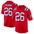 Tocy NE.Patriots #26 Hassan Haskins Player Red Home Game Stitched Jerseys