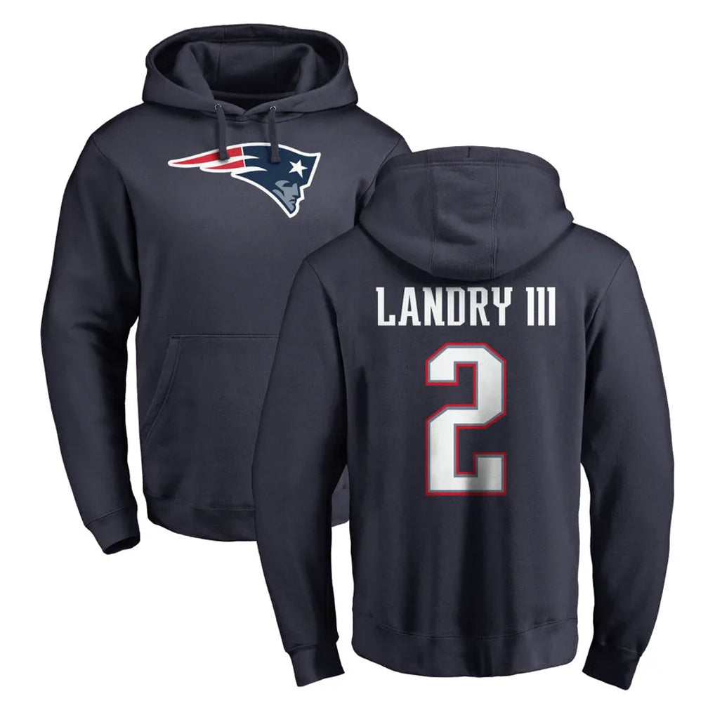 Tocy NE.Patriots #2 Harold Landry III Player Navy LOGO Pullover Hoodies Home Game Stitched Jerseys