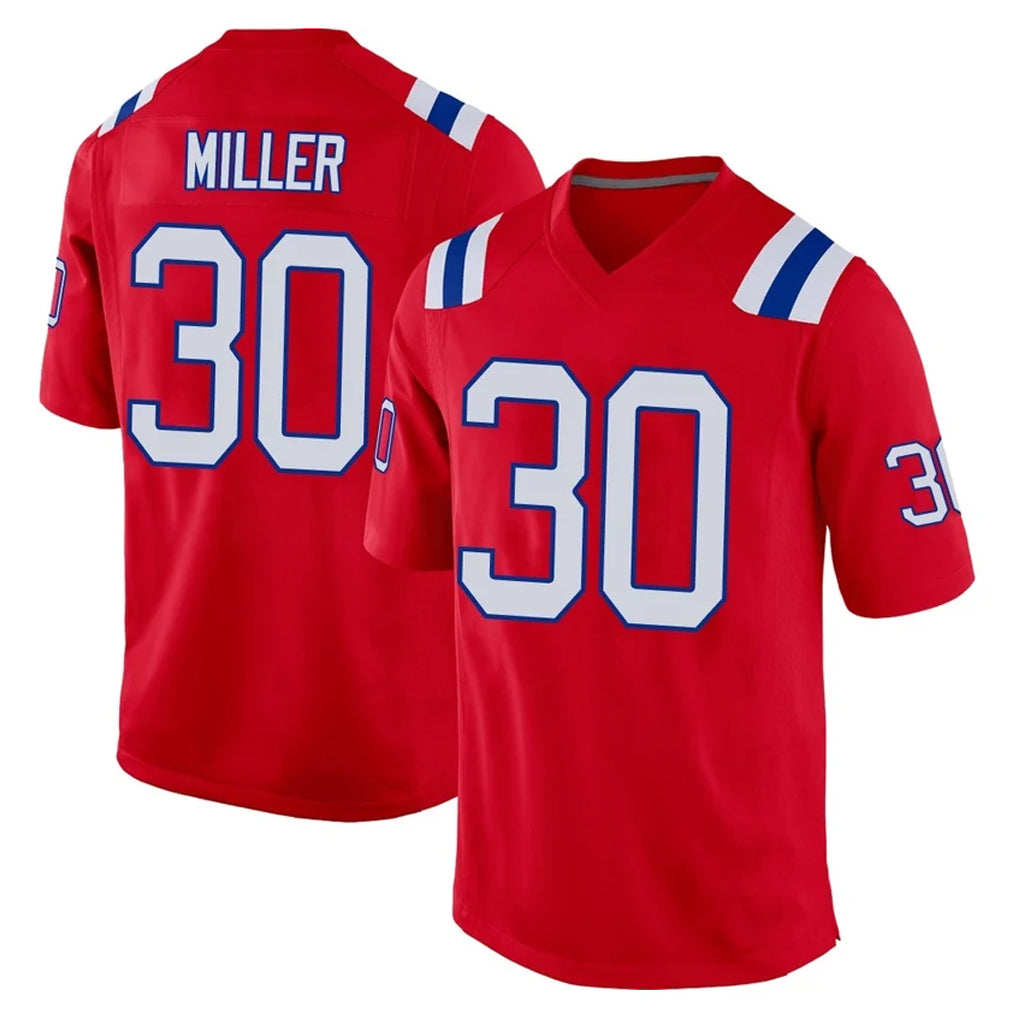 Tocy NE.Patriots #30 Jam Miller Player Red Home Game Stitched Jerseys