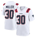 Tocy NE.Patriots #30 Jam Miller Player White Home Game Stitched Jerseys