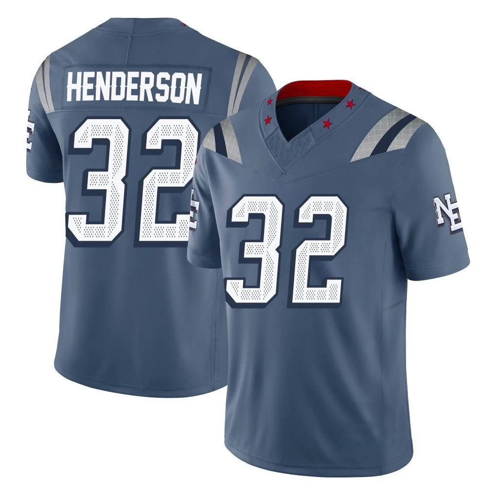 Tocy NE.Patriots #32 TreVeyon Henderson Player Blue Limited Rivalries Collection Home Game Stitched Jerseys