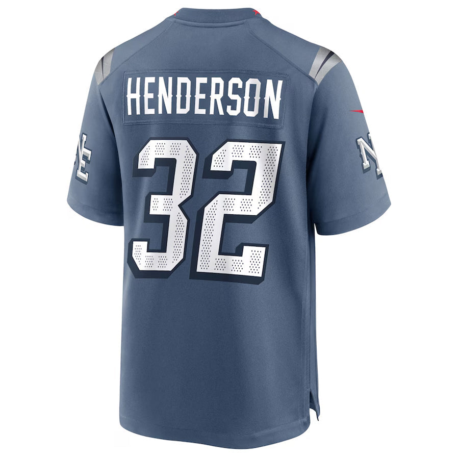 tocy NE.Patriots #32 TreVeyon Henderson Player Storm Blue Rivalries Collection Game Stitched Jerseys