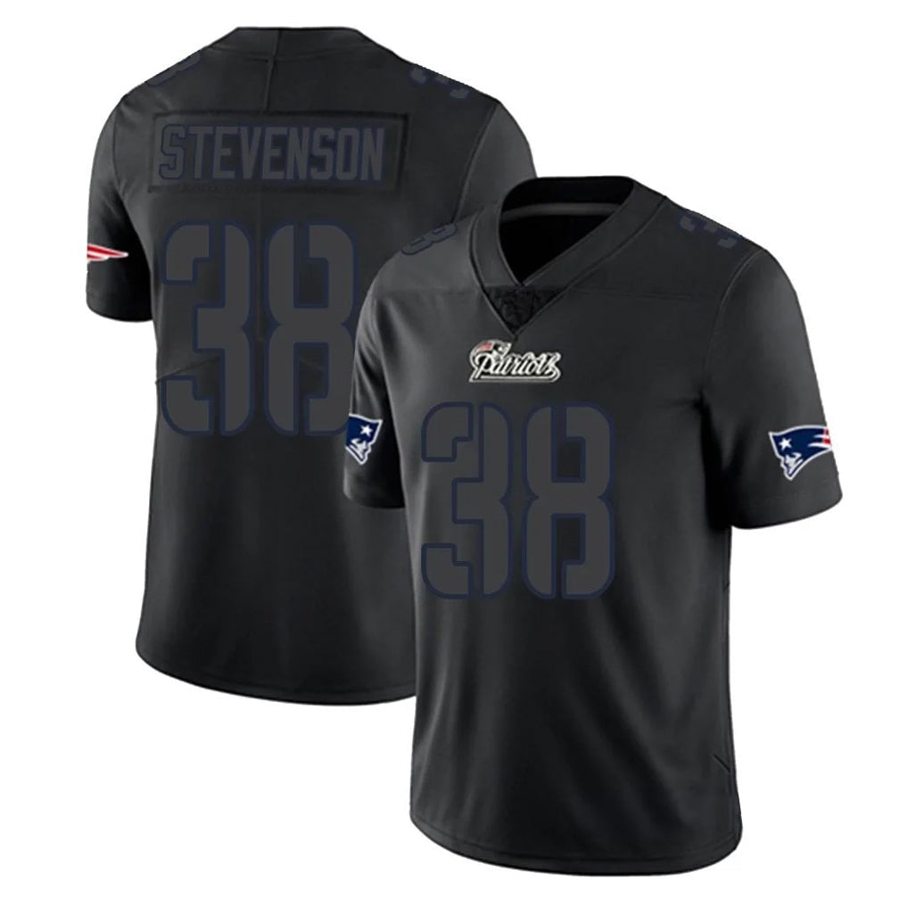 Tocy NE.Patriots #38 Rhamondre Stevenson Player Black Impact LImited Home Game Stitched Jerseys