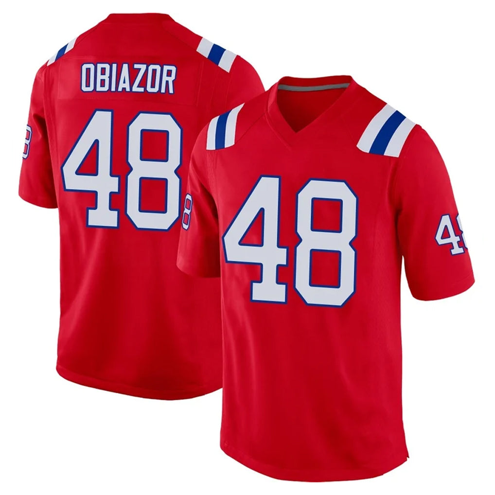 Tocy NE.Patriots #48 Namdi Obiazor Player Red Home Game Stitched Jerseys