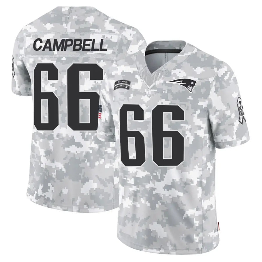 tocy NE.Patriots #66 Will Campbell Player Arctic Camo Salute to Service Limited Stitched Jerseys