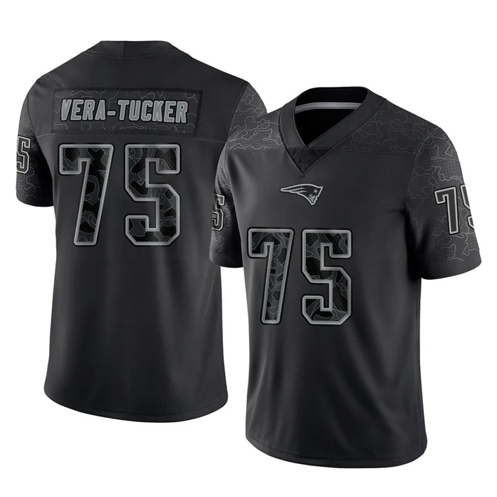 Tocy NE.Patriots #75 Alijah Vera-Tucker Player Black Reflective LImited Home Game Stitched Jerseys