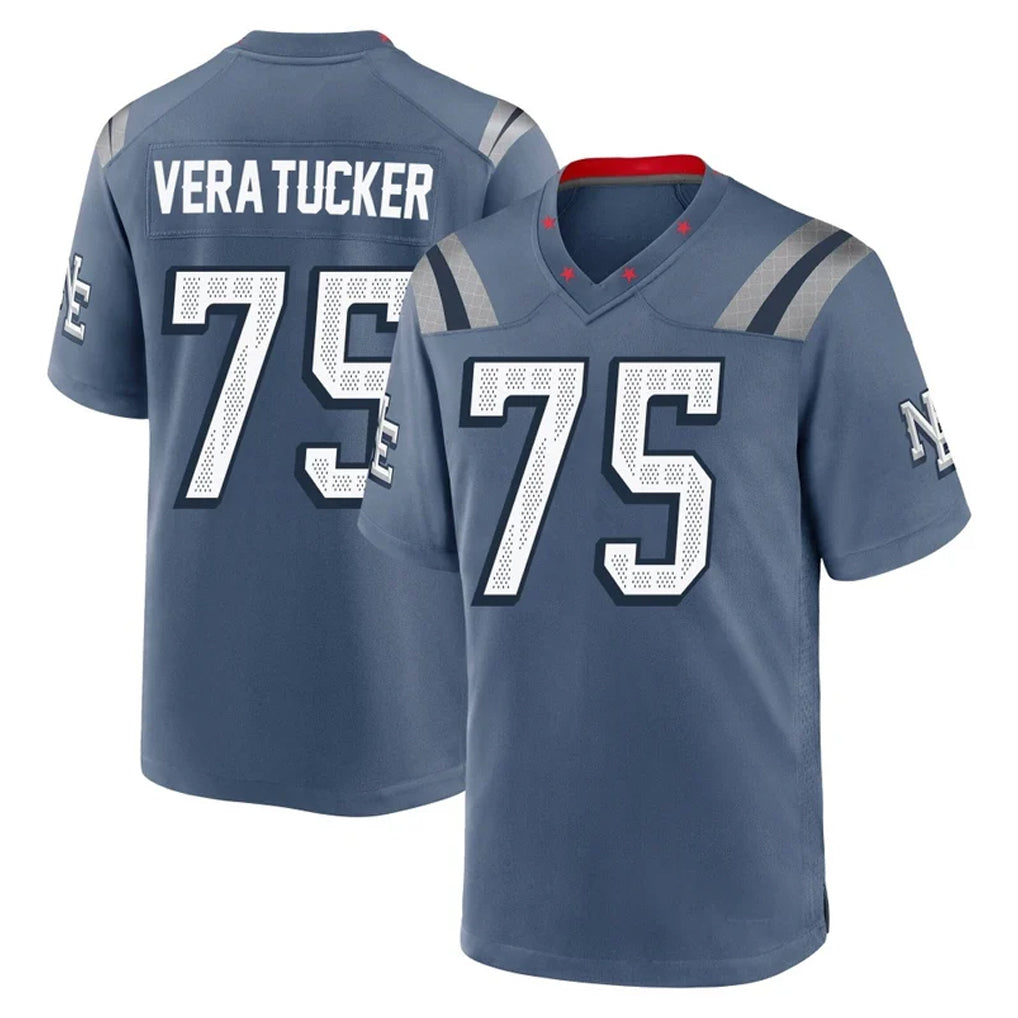 Tocy NE.Patriots #75 Alijah Vera-Tucker Player Blue Rivalries Collection Home Game Stitched Jerseys