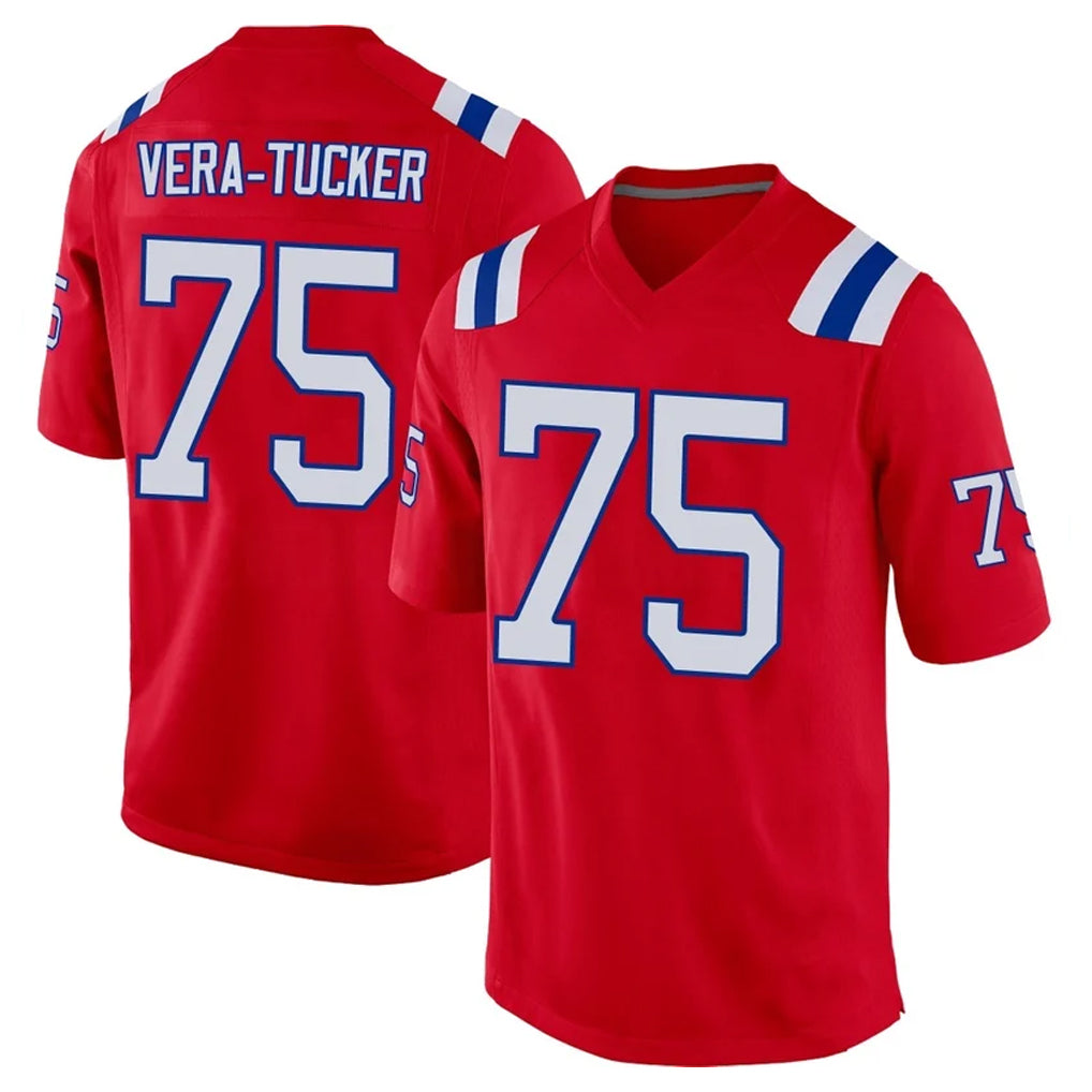 Tocy NE.Patriots #75 Alijah Vera-Tucker Player Red Home Game Stitched Jerseys