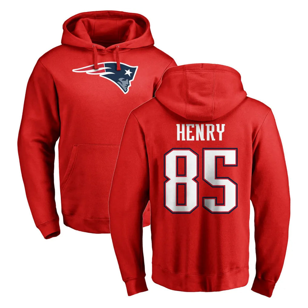 Tocy NE.Patriots #85 Hunter Henry Player Red LOGO Pullover Hoodies Home Game Stitched Jerseys