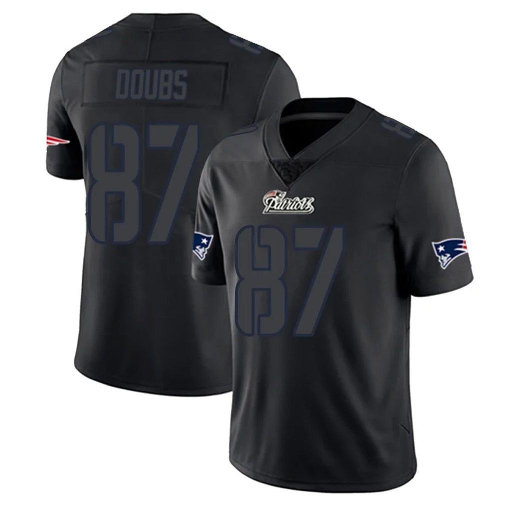 Tocy NE.Patriots #87 Romeo Doubs Player Black Impact LImited Home Game Stitched Jerseys