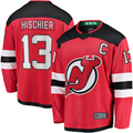 Tocy N.Jersey Devils #13 Nico Hischier Red Captain Patch Home Breakaway Jerseys