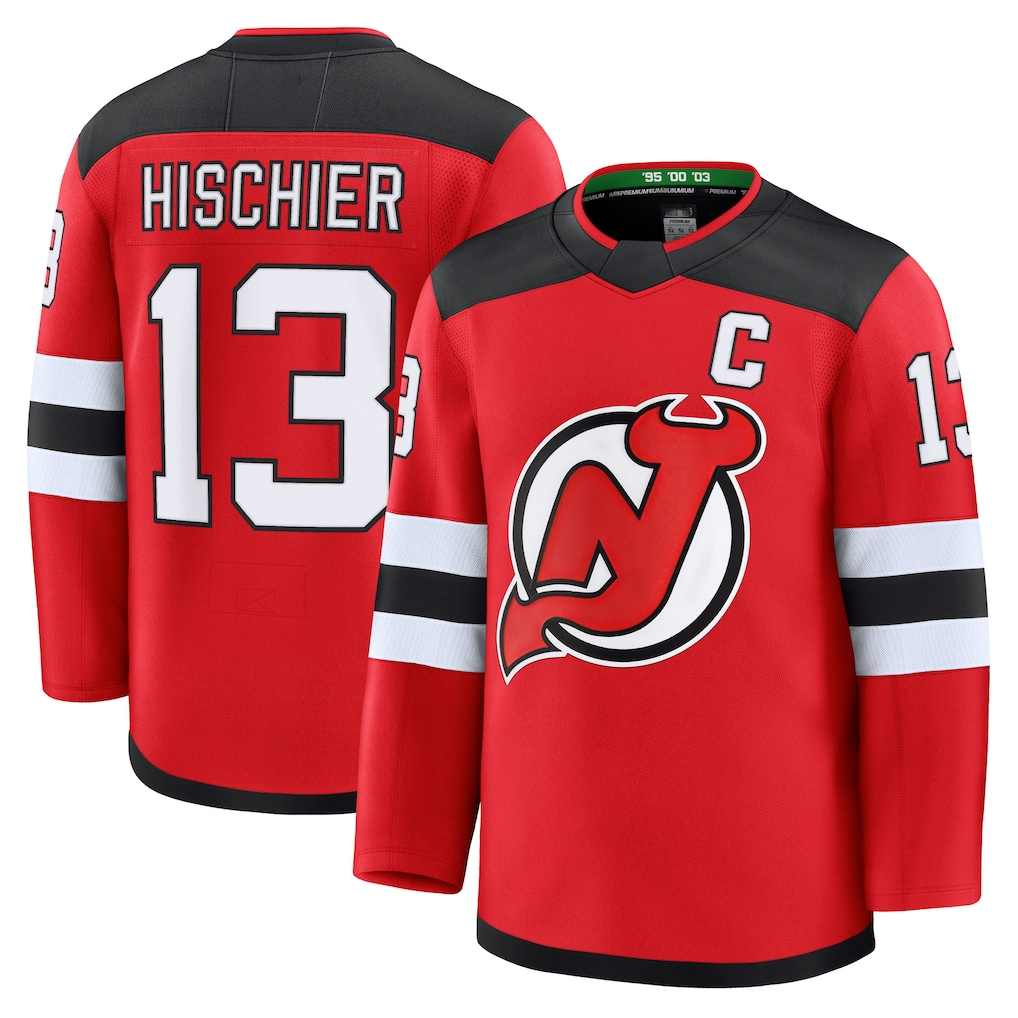 Tocy N.Jersey Devils #13 Nico Hischier Red Home Premium Jerseys