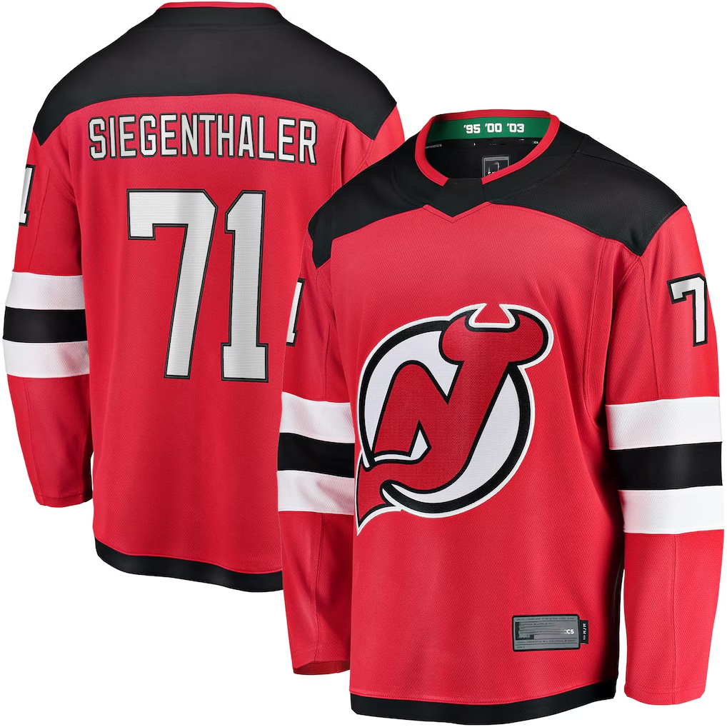 Tocy N.Jersey Devils #71 Jonas Siegenthaler Red Home Breakaway Player Jerseys