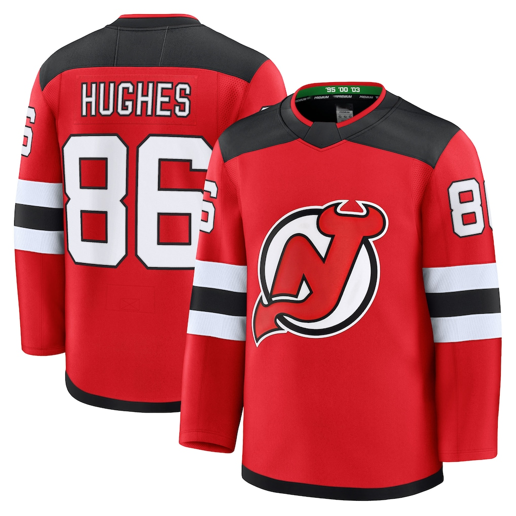Tocy N.Jersey Devils #86 Jack Hughes Red Home Premium Jerseys