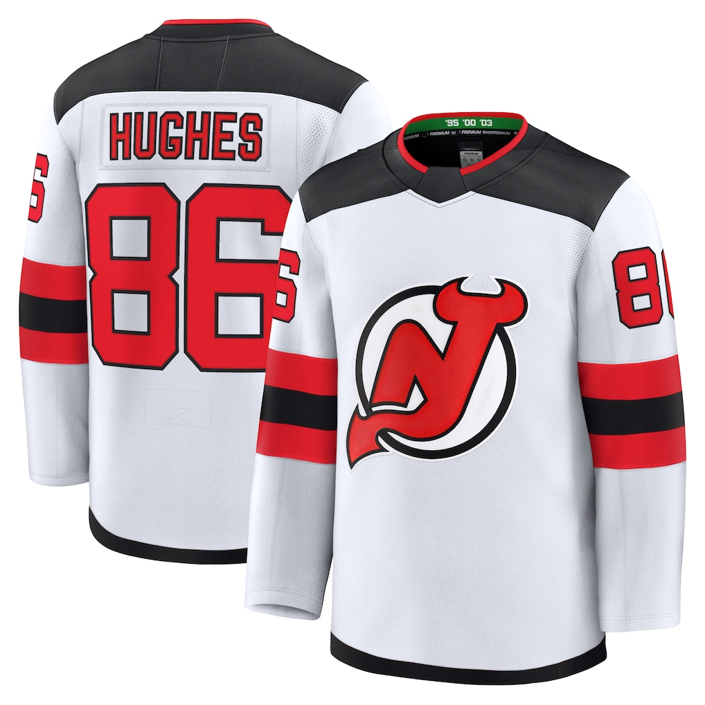Tocy N.Jersey Devils #86 Jack Hughes White Away Premium Jerseys