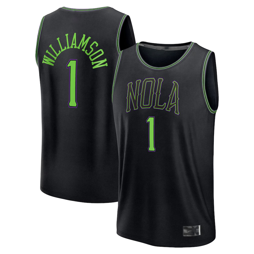 tocy NO.Pelicans #1 Zion Williamson Black 2025-2026 City Edition Fast Break Stitched Jerseys