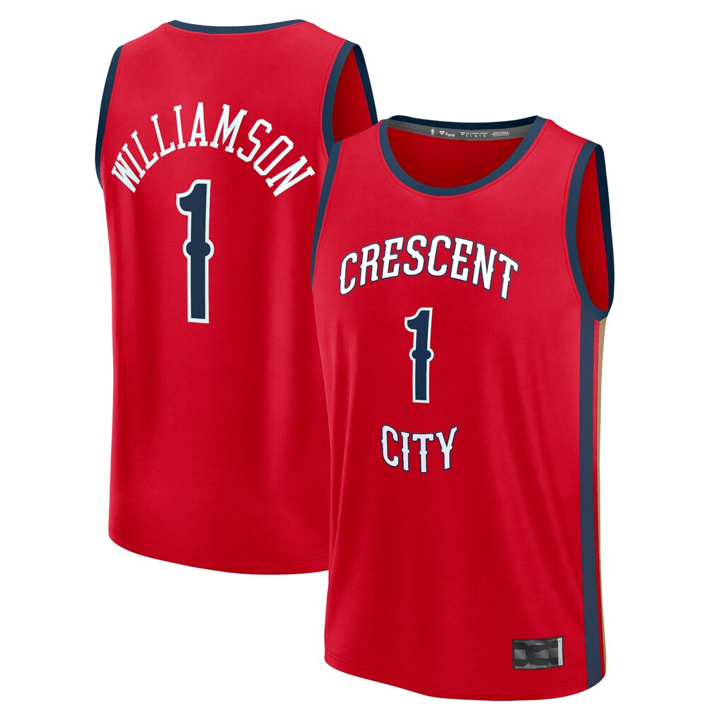 tocy NO.Pelicans #1 Zion Williamson Red Fast Break Replica Player Stitched Jerseys- Statement Edition