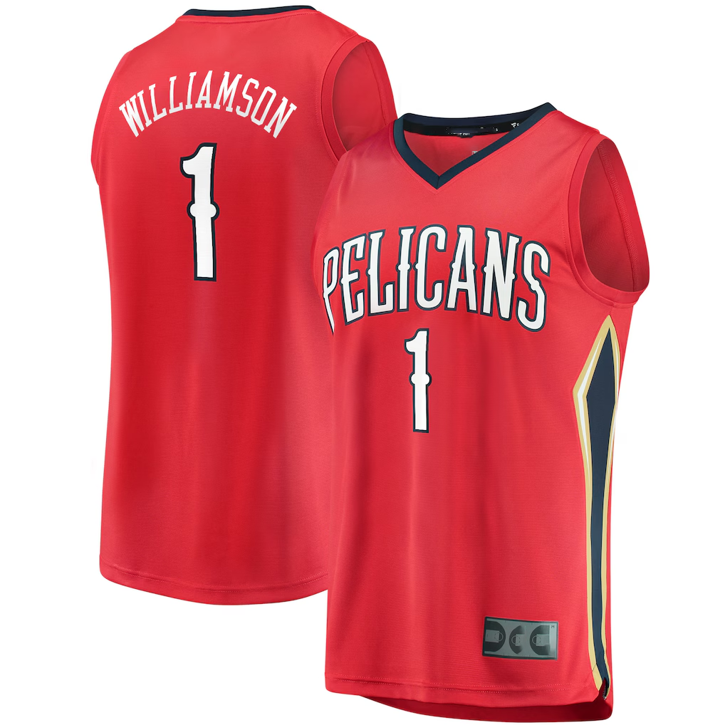tocy NO.Pelicans #1 Zion Williamson Red Replica Fast Break Stitched Jerseys- Statement Edition
