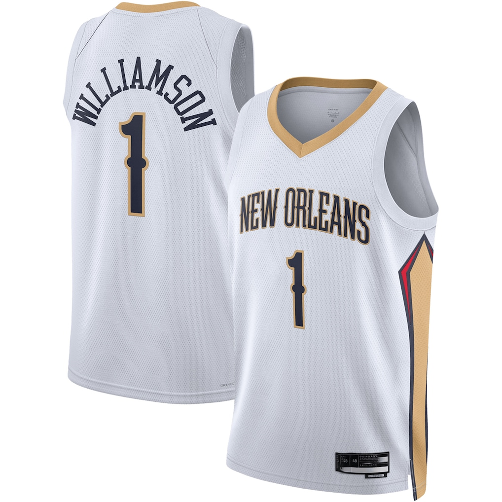 tocy NO.Pelicans #1 Zion Williamson White Swingman Stitched Jerseys- Association Edition