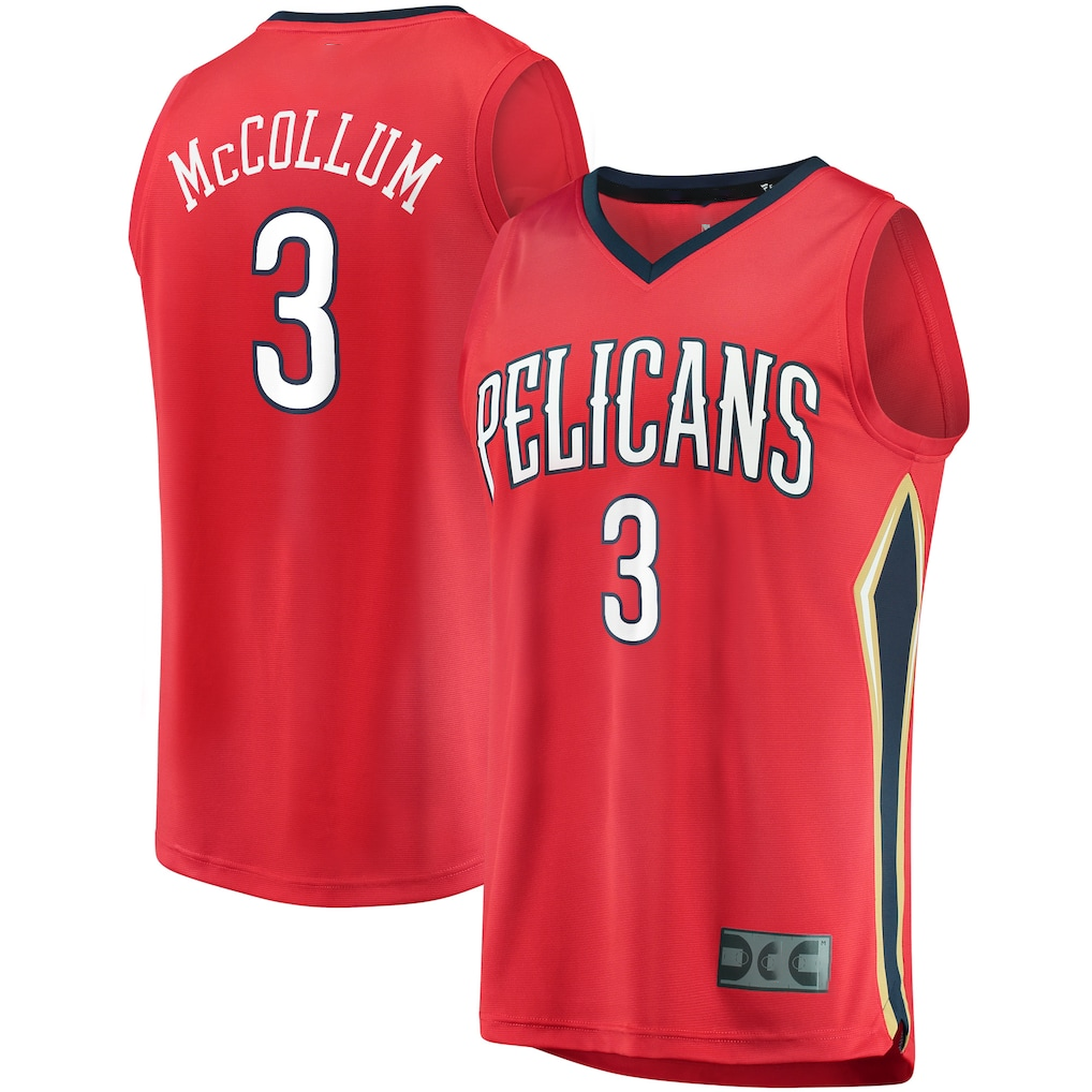 tocy NO.Pelicans #3 C.J. McCollum Red Fast Break Replica Player Stitched Jerseys- Statement Edition
