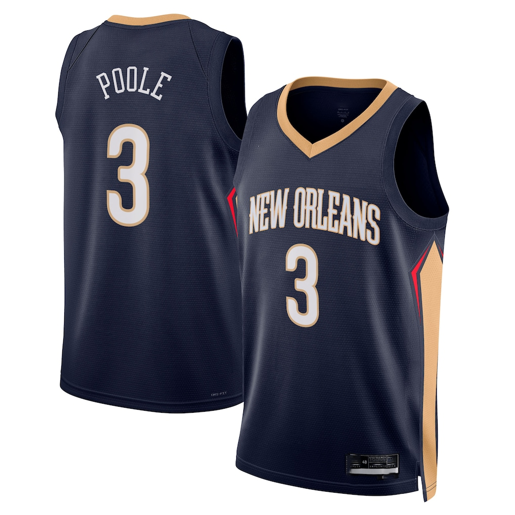 tocy NO.Pelicans #3 Jordan Poole Navy Swingman Stitched Jerseys- Icon Edition