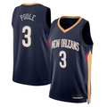 tocy NO.Pelicans #3 Jordan Poole Navy Swingman Stitched Jerseys- Icon Edition