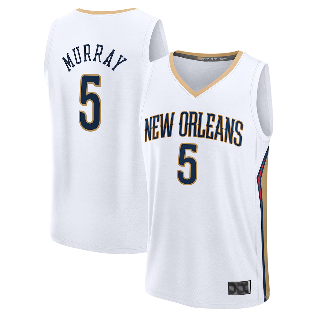 tocy NO.Pelicans #5 Dejounte Murray White Fast Break Replica Player Stitched Jerseys- Association Edition