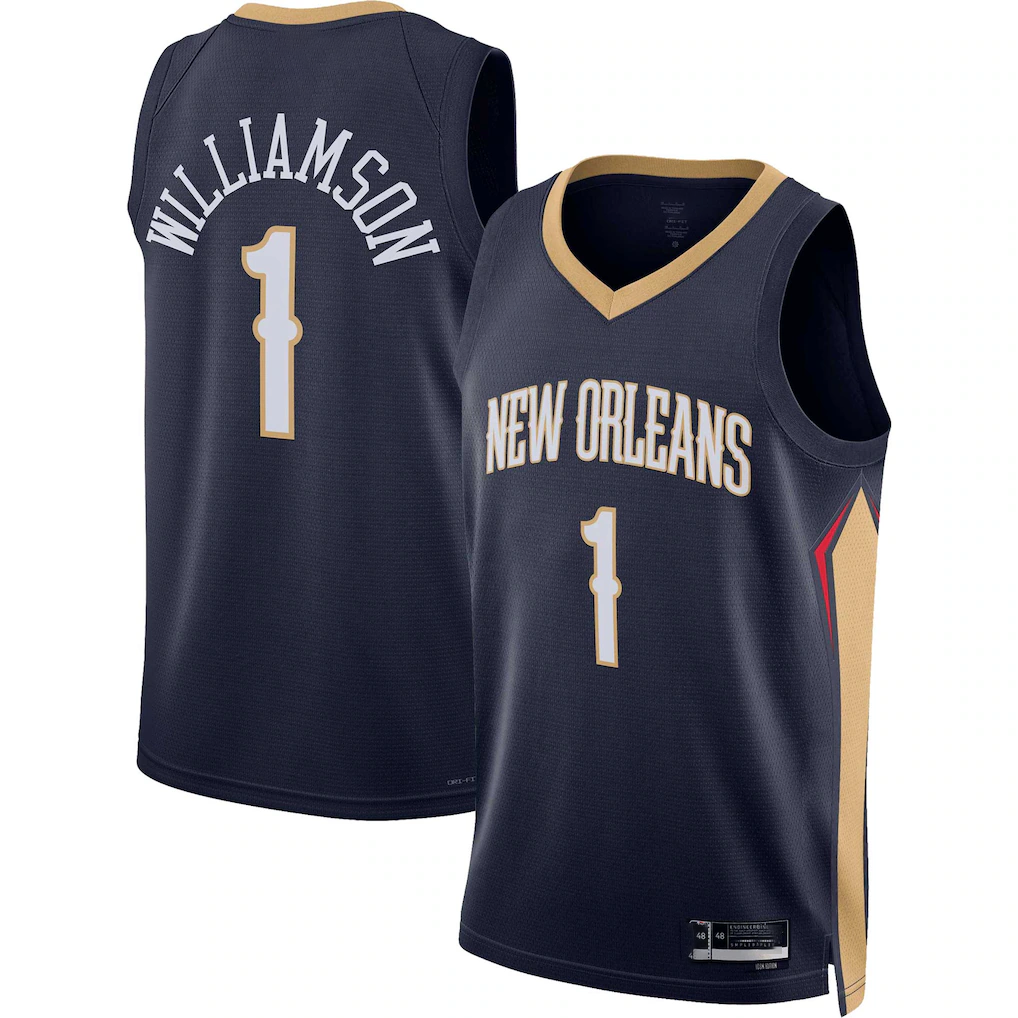 tocy NO.Pelicans #1 Zion Williamson Navy Swingman Stitched Jerseys- Icon Edition